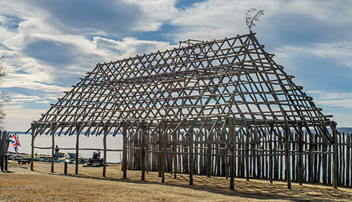Wooden barracks structure