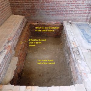 Excavation unit in brick church floor