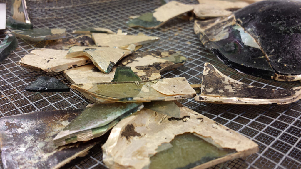Glass shards before conservation