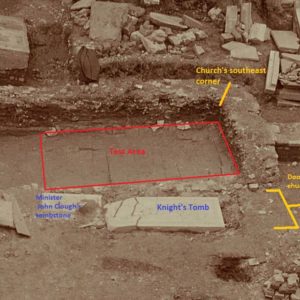 Historical photograph of church excavations