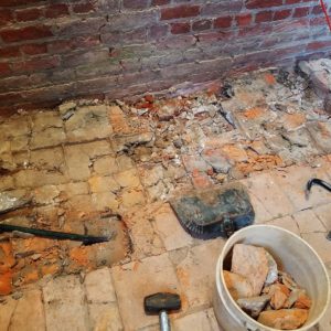 Excavated brick floor of church