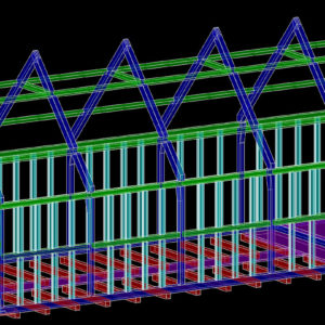 Color-coded 3d model of church framing