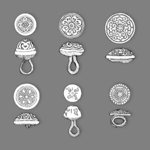 Illustrations of select plated copper alloy buttons