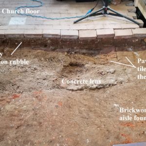 Features uncovered under brick floor