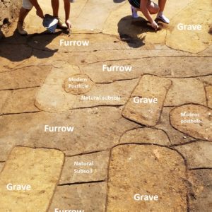 Archaeologists outline planting furrows and grave shafts