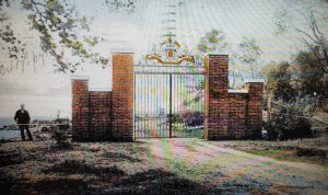 Postcard showing island gates