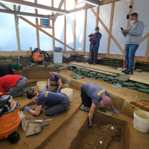 Excavations at the 1607 burial ground prior to exposing the remains