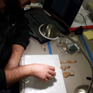 Staff measuring lithic artifacts