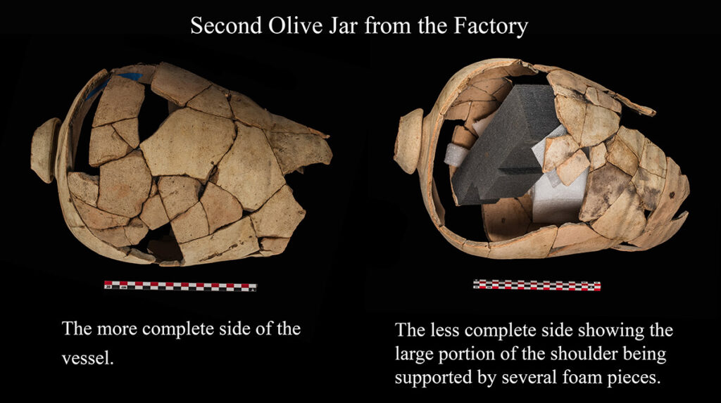 Two sides of the second olive jar from the Factory