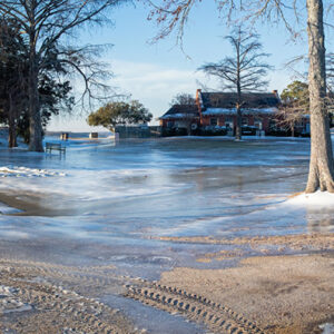 A winter storm has turned much of Jamestown into an ice rink.