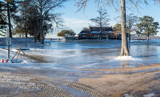 A winter storm has turned much of Jamestown into an ice rink.