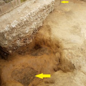 Notated postholes in excavated church floor