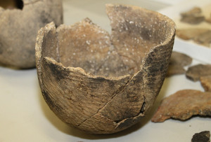 Mended Virginia Indian clay pot