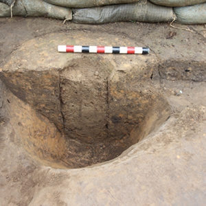 bisected excavated posthole feature