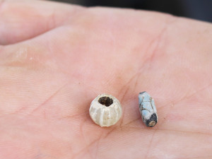 Hand holding two beads