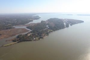 Aerial view of Jamestown Island