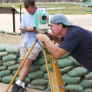 Archaeologists record features using total station