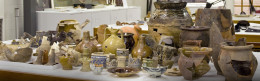 Ceramics vessels on lab table
