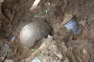 Assortment of earthenware and clay vessels in situ