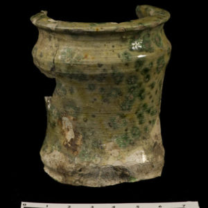 Green glazed earthenware jar