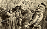 19th-century engraving of Chief Powhatan receiving a crown