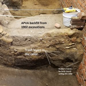 Notated features in excavated church floor