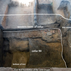 Labeled features within an excavated cellar