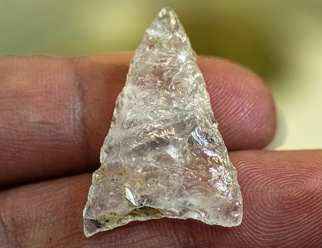 Triangular quartz crystal point