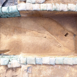 In this 2017 photo, a section of the 1608 extension palisade wall to the east of the current excavations shows an opening flanked by angled wall portions creating a tiny hallway that may have been used as a sally port.