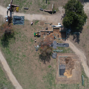 A drone shot of the North Church excavations