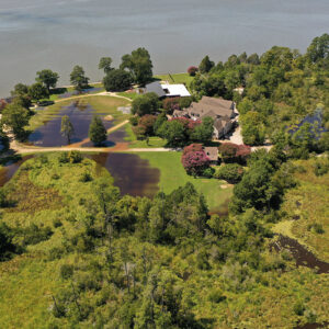 A drone shot of the flooding caused by Hurricane Erin, August 22, 2025