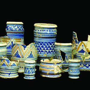 Assortment of Delft drug jars