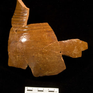 Mended Essex redware sherds