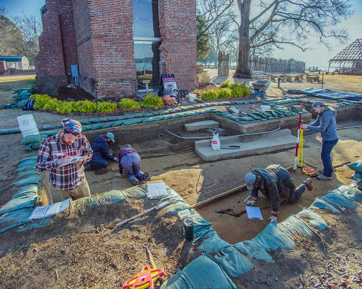 Archaeologists at the excavations west of the Church Tower
