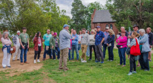 Public Historian Mark Summers gives a walking tour on the history of Jamestown.