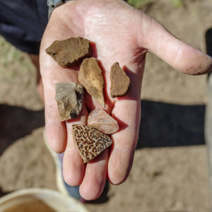 Ceramics and lithics found in the north Church Tower dig.