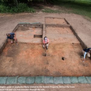 Archaeologists trowel excavation units