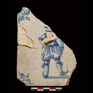 Tile with central figure of a man wearing ice skates