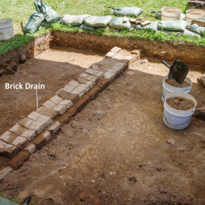 East unit of the Angela site showing brick drain