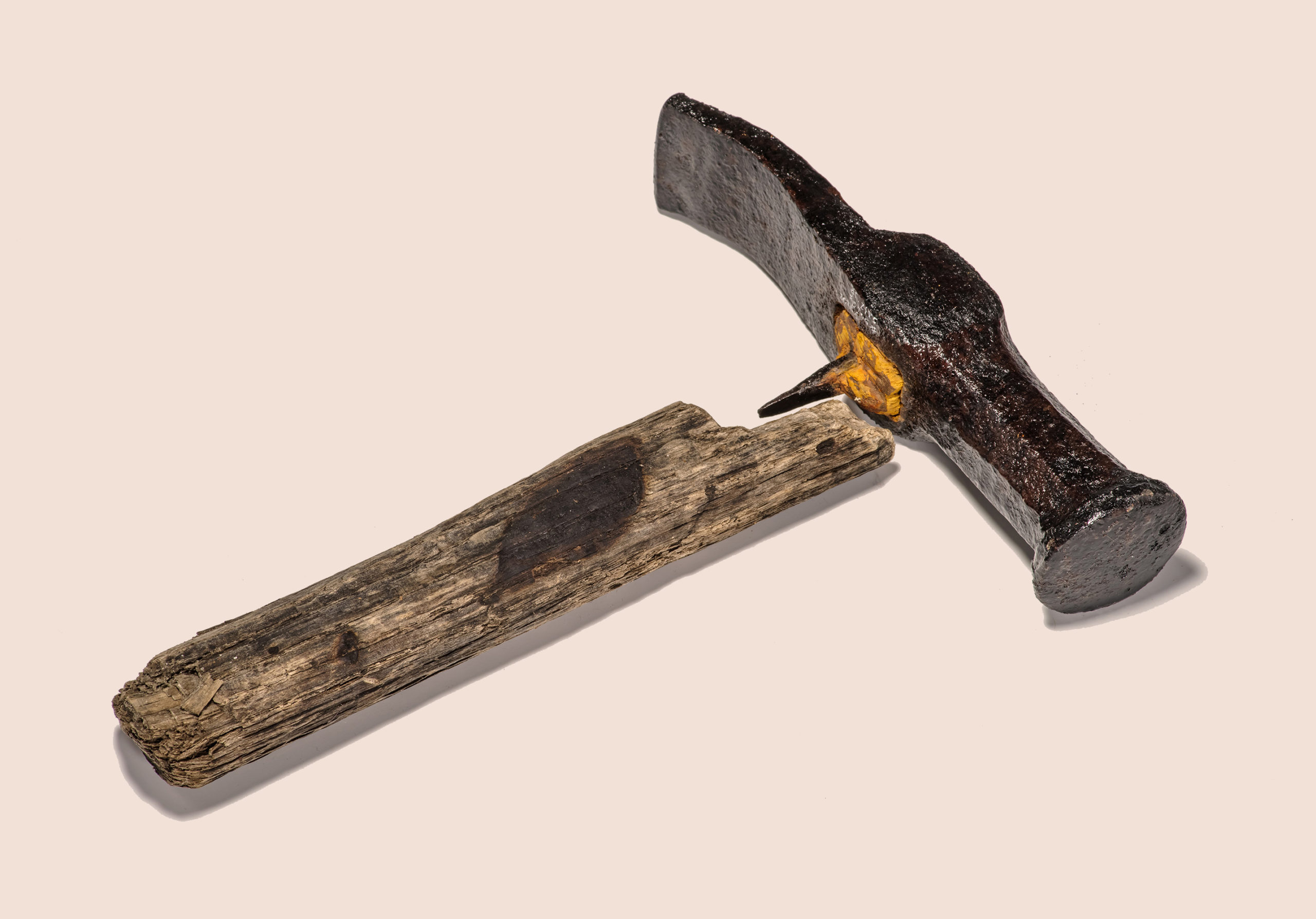 Hammer head and wooden handle