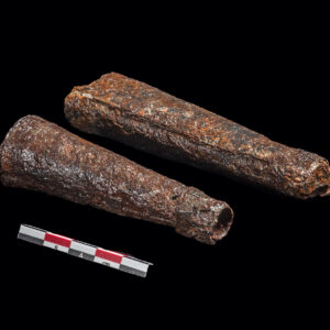 Two iron bandolier bottles