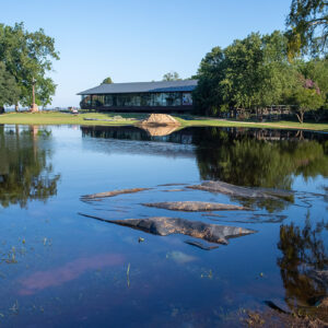Flooding from Hurricane Erin inundates much of Smithfield. The barracks dig site is in the foreground.