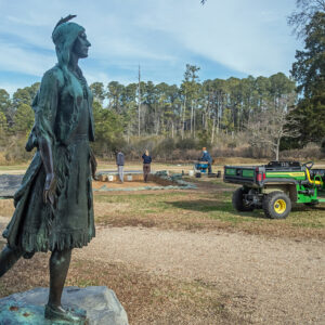 Archaeologists at work in the cellar north of the Pocahontas statue