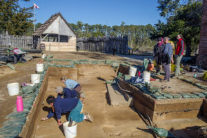 The archaeological team at work west of the Church Tower