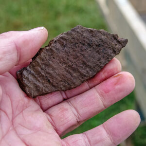 A sherd of Virginia Indian pottery found during the burial excavations