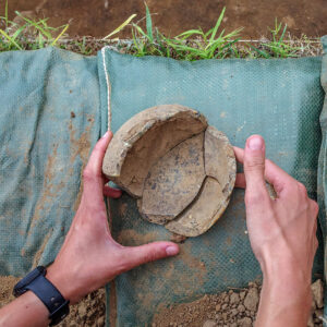 A partial wine bottle found in the 1607 Burial Ground excavations