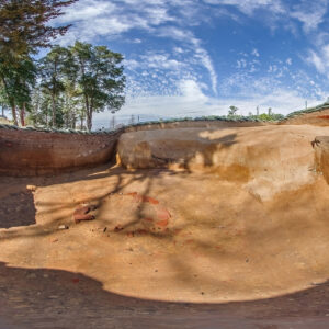 A panorama of the well excavations.