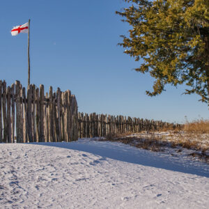 James Fort's north bulwark (and Moon) after a snowstorm