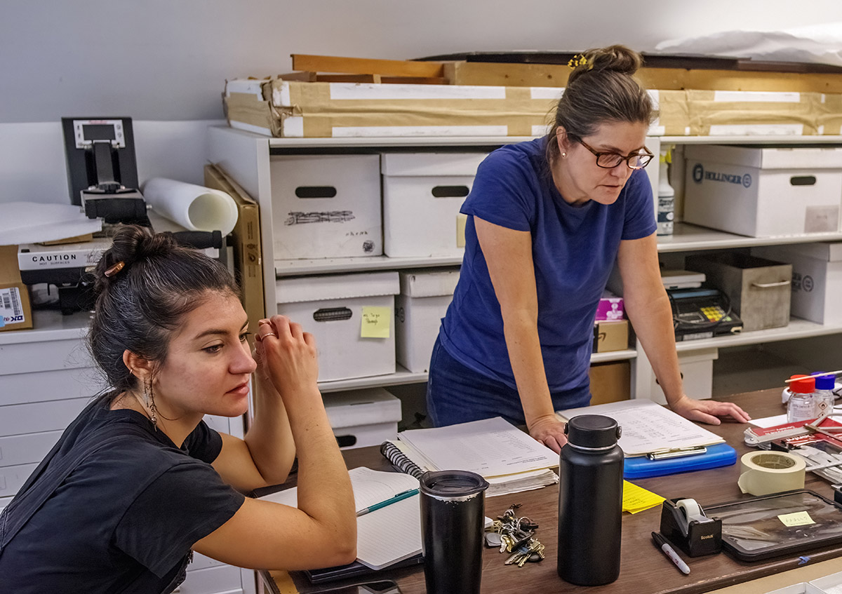 Associate Curator Emma Derry and Dr. Ashley McKeown of Texas State University discuss the remains of the three colonists excavated in 2023 from the 1607 burial ground.