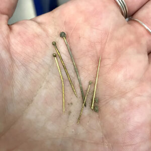 Copper alloy pins found in the Governor's Well.
